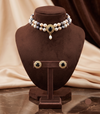 The Midnight Noir: 2-Line Multi-Tone Button Pearl & Onyx-Black Choker Set