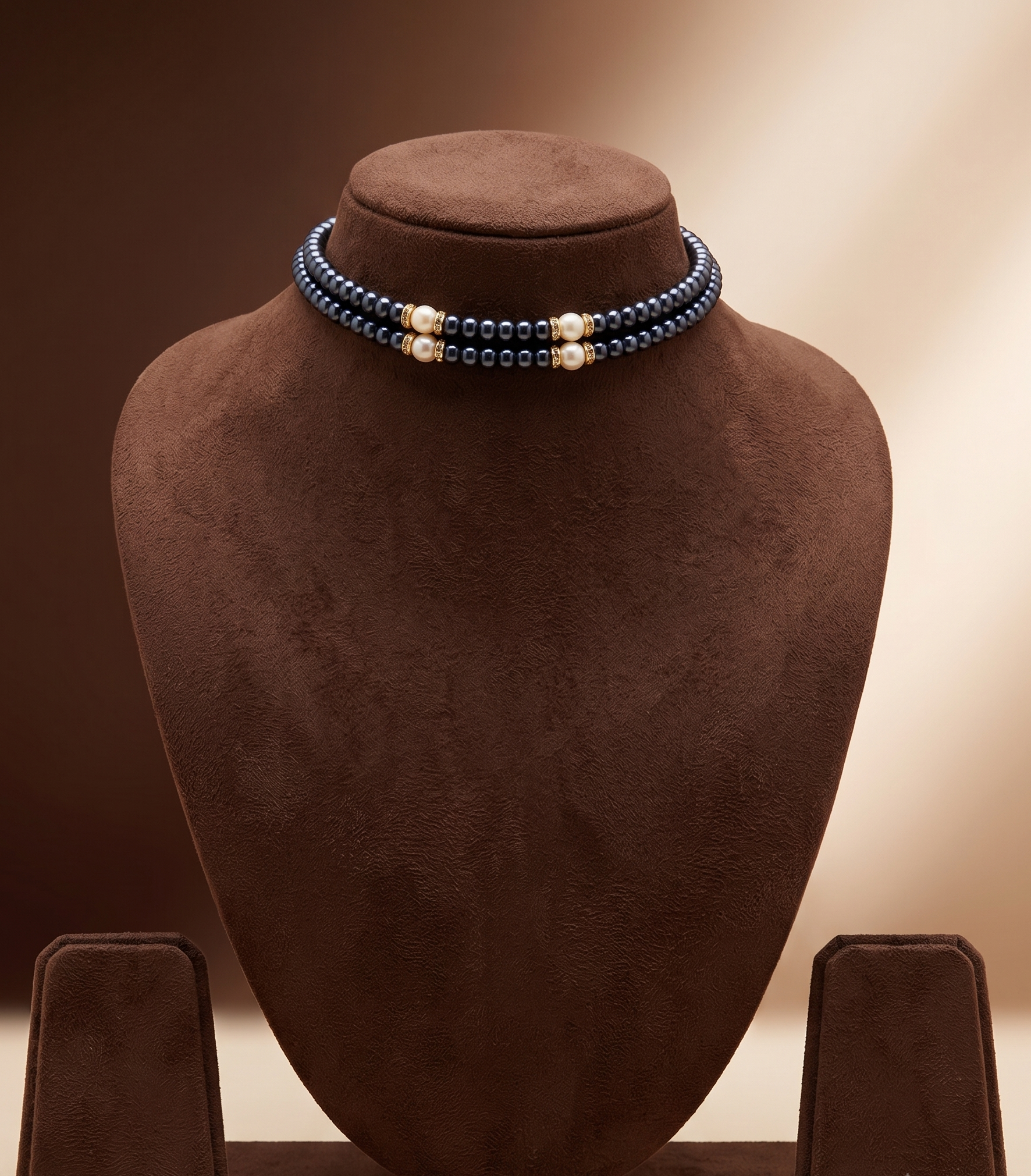 Mocha Glow Freshwater Pearl 2 Line Choker