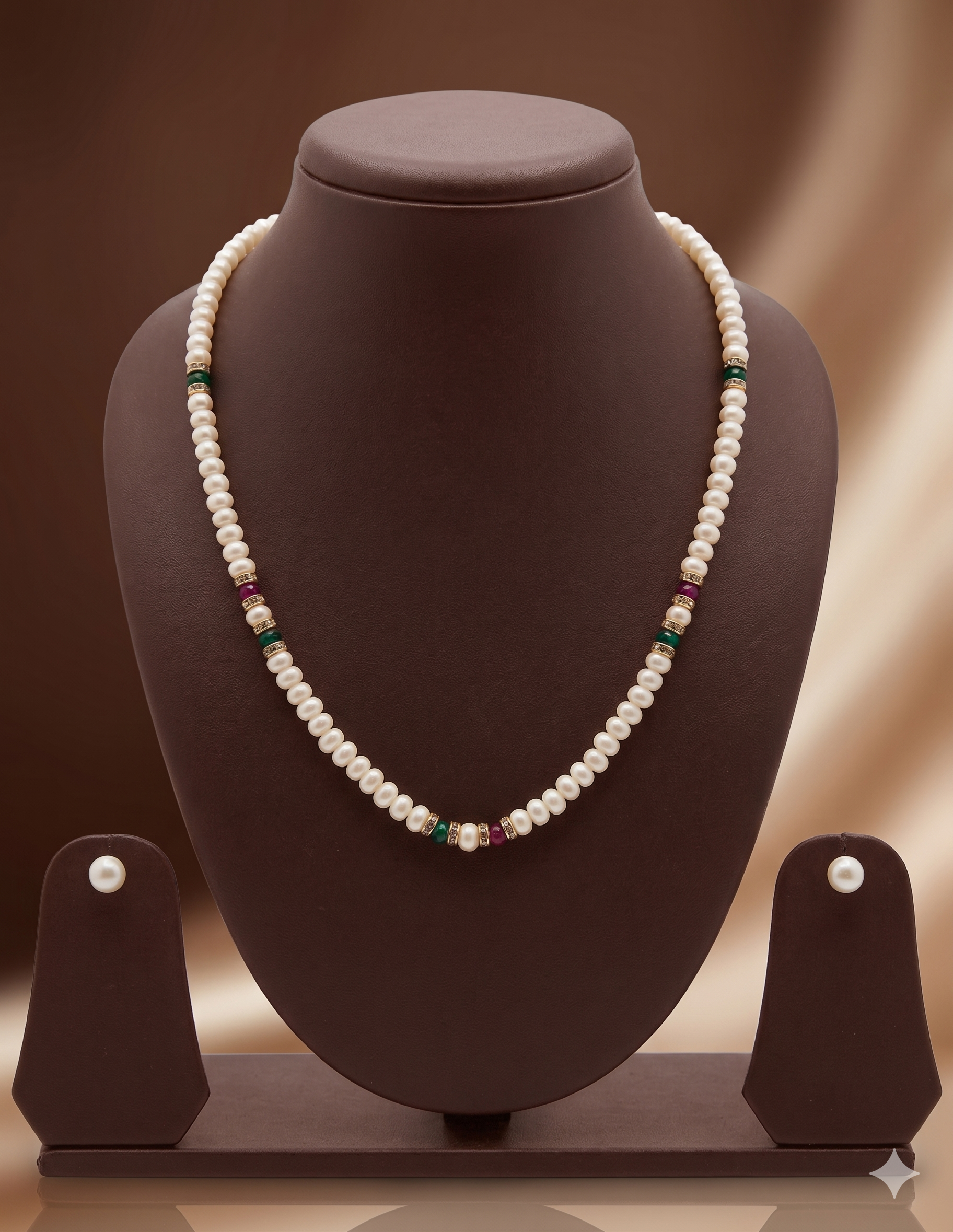 Freshwater Pearl Necklace Set with Bead Accents