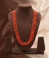 Crimson Trail, Layered Cylindrical Red Bead Necklace