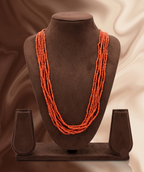 Crimson Trail, Layered Cylindrical Red Bead Necklace