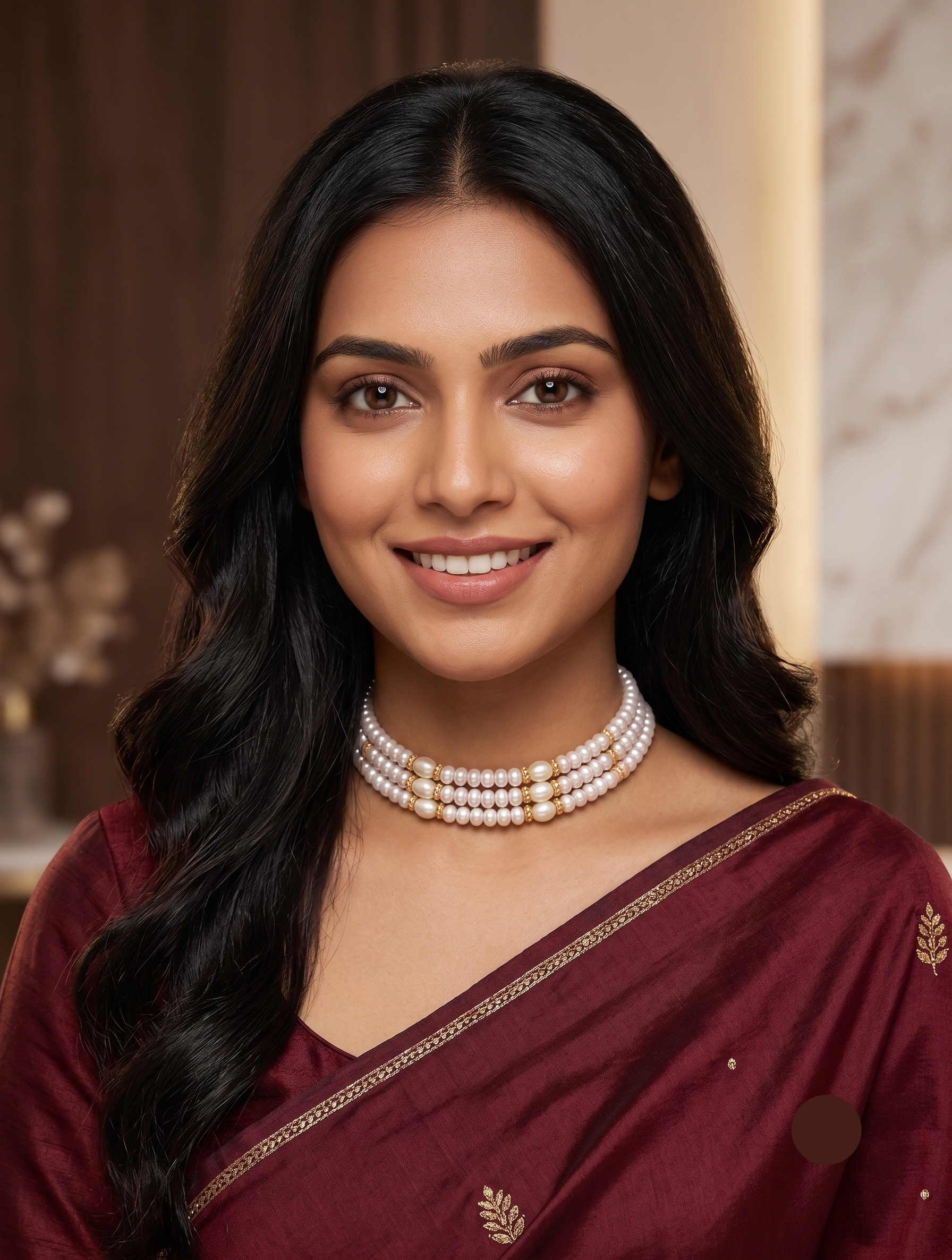 Blush Grace Freshwater Pearl 3 Line Choker