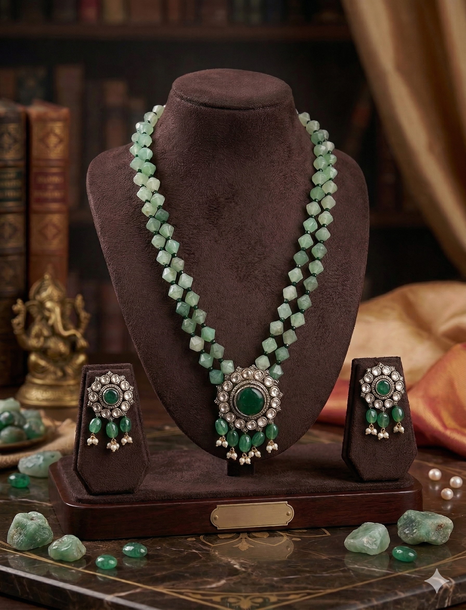 Enchanted Emerald Circular Fancy Pendent Set