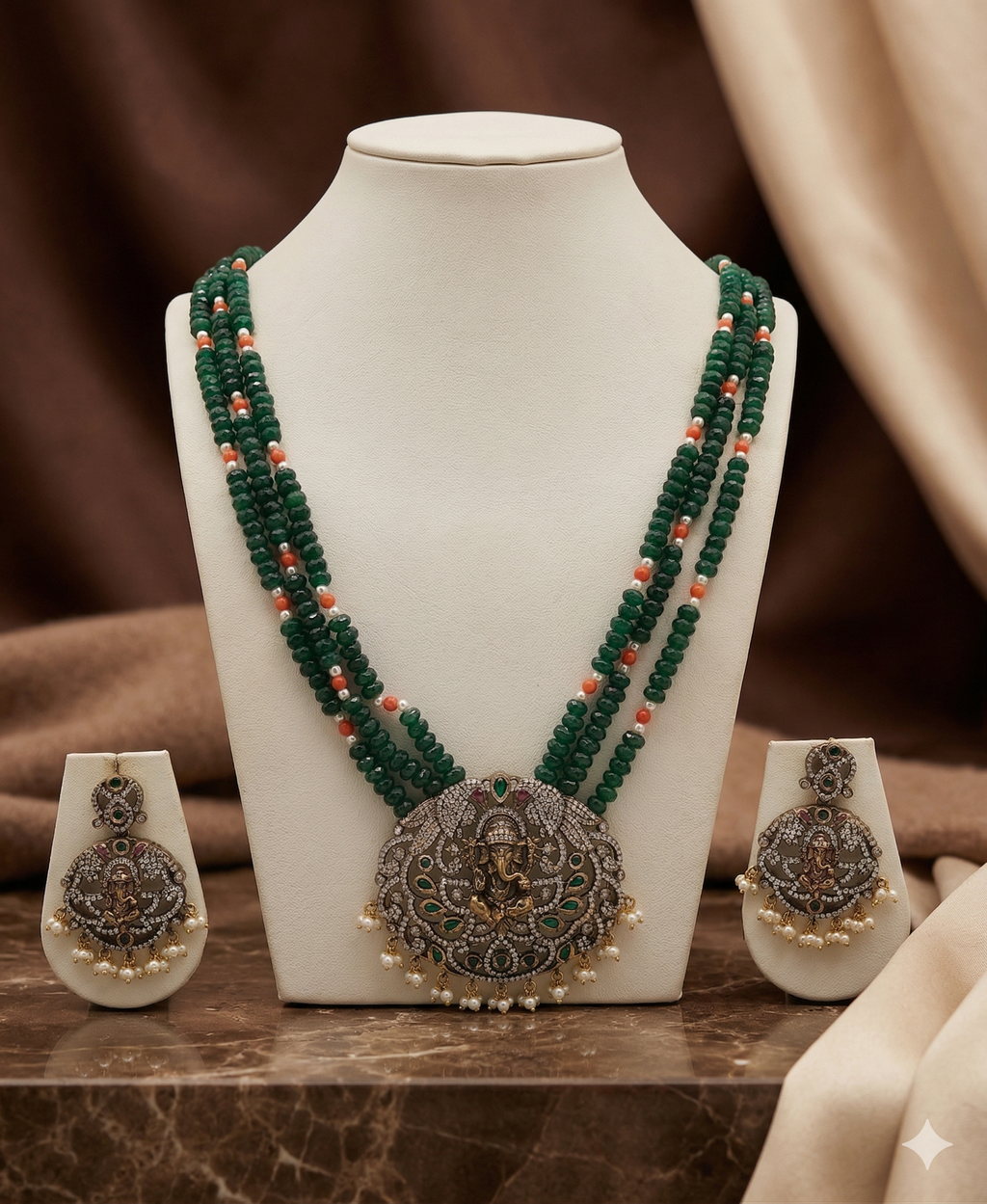 Ganesha Grace Tribal Silver Fancy Pendent Set