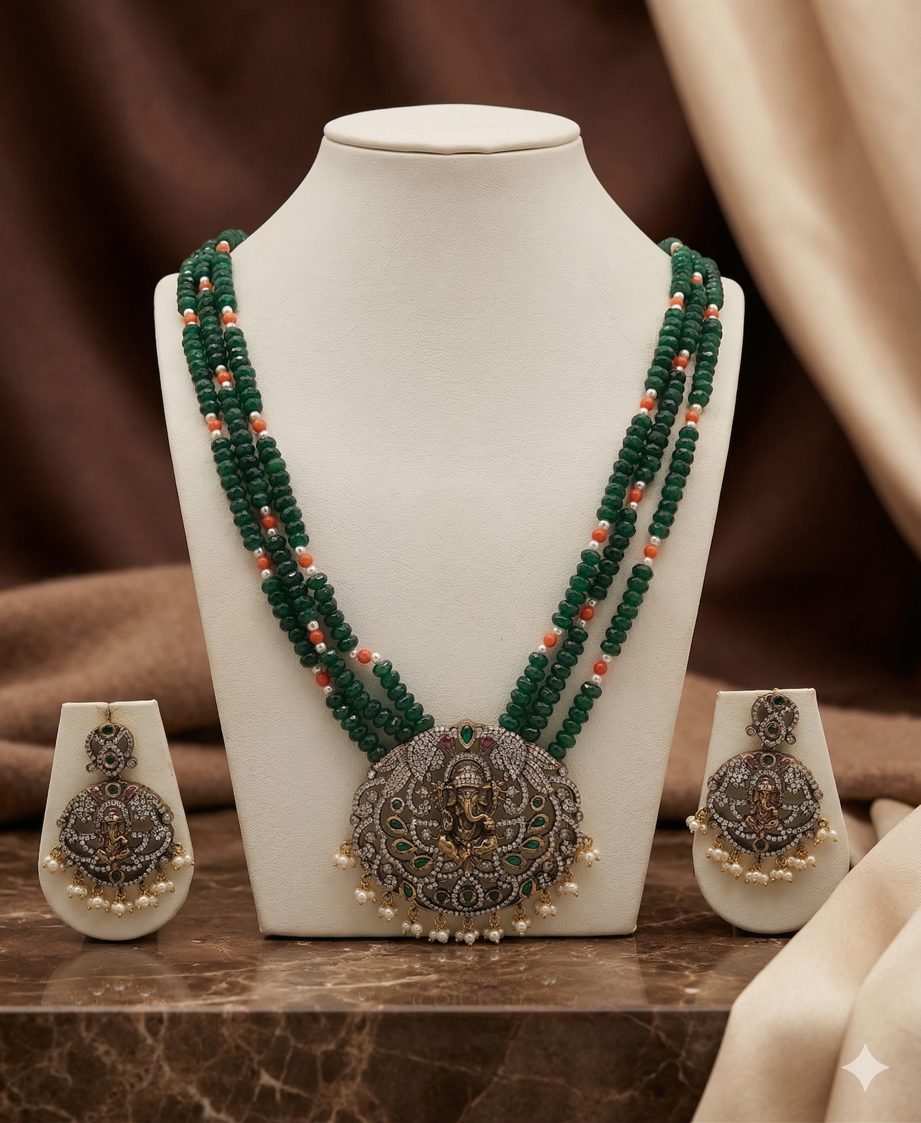 Ganesha Grace Tribal Silver Fancy Pendent Set