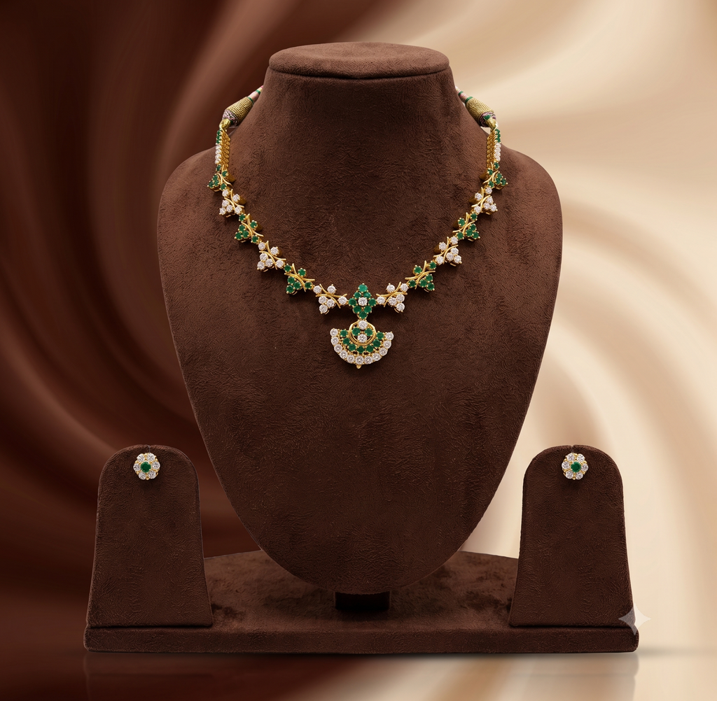 White Green CZ Necklace Set