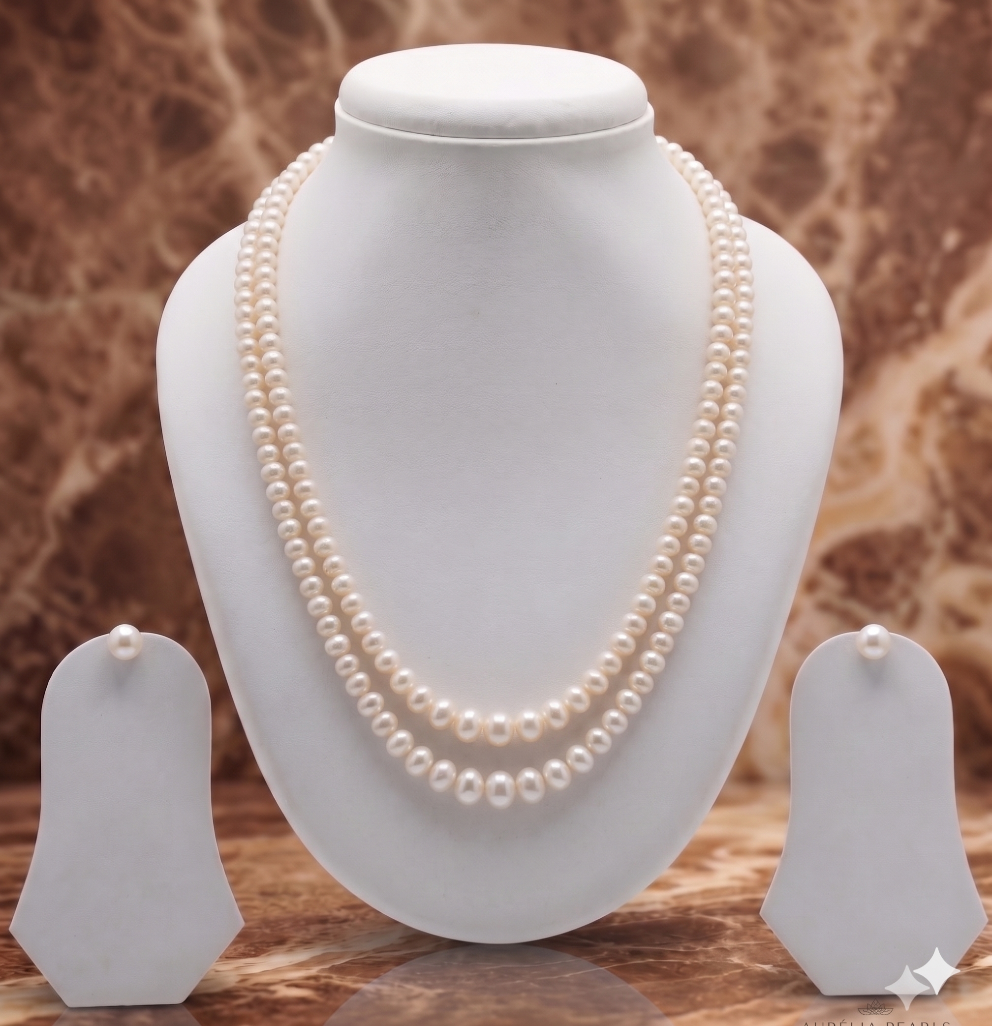 Double-Strand Freshwater Pearl Necklace Set