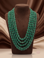 Emerald Veil  Cascading Green Bead Necklace