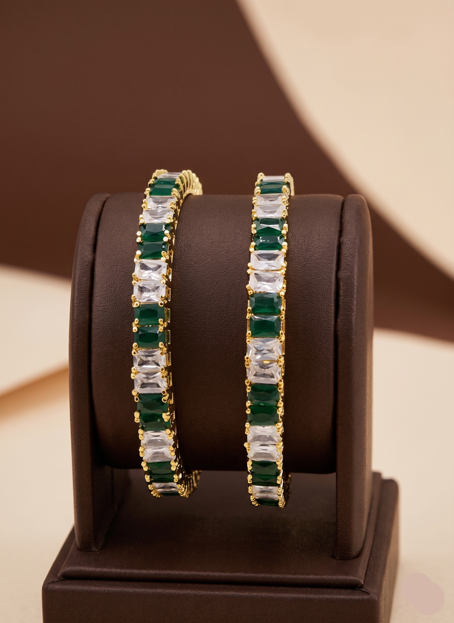 Emerald-Crystal Regal Bangles
