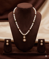 White Freshwater Pearl Pendant Set with Red & Green Stones