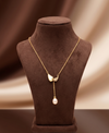 Elegant Gold-Toned Alloy Necklace with Pearl Drop