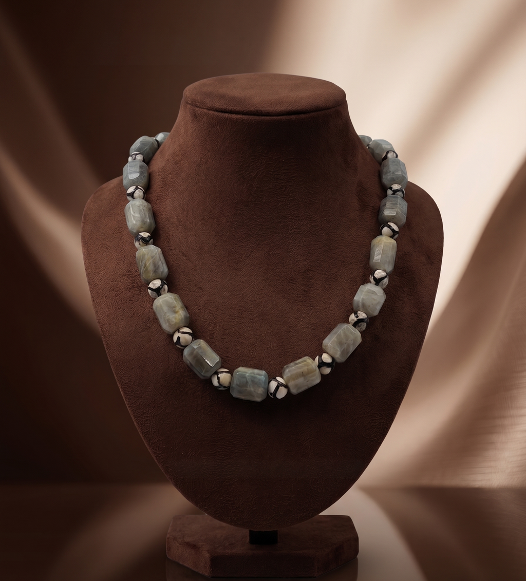 Labradorite & Jasper Contrast Beaded Necklace