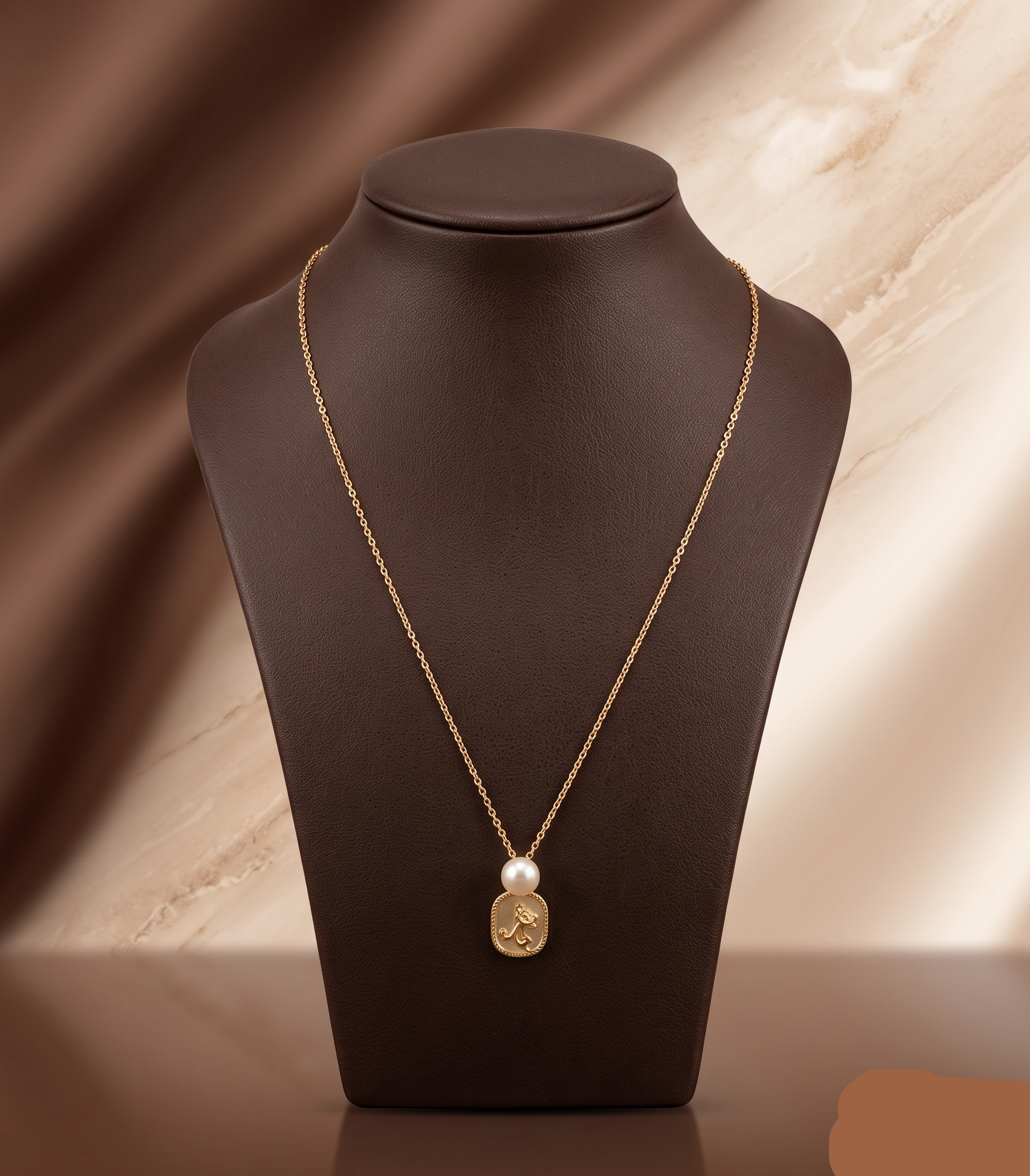 Golden Pearl Medallion Pendant Chain