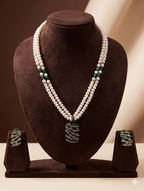Emerald Spiral Freshwater Pearl Pendant Set