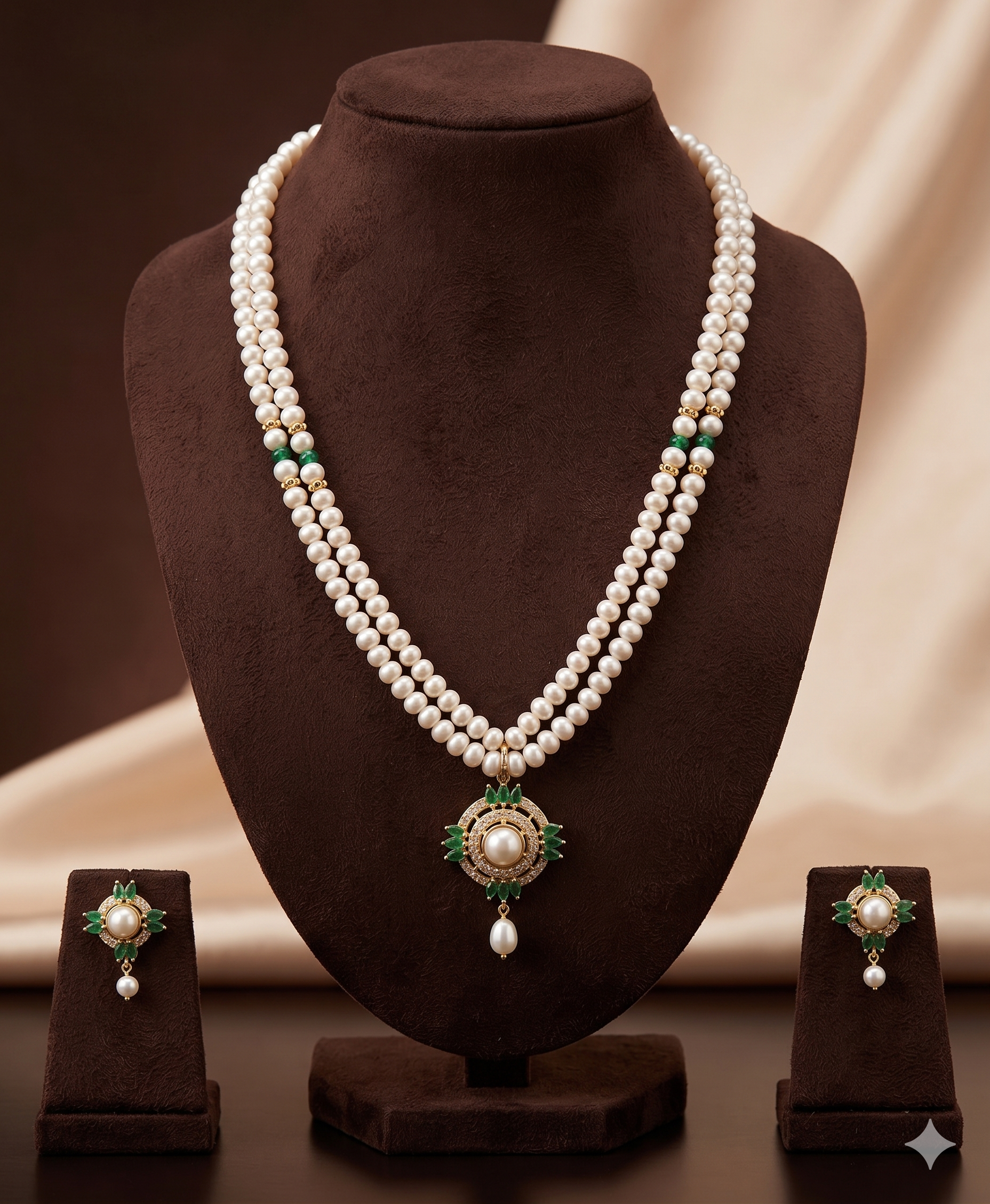 Emerald Royale Freshwater Pearl Pendant Set