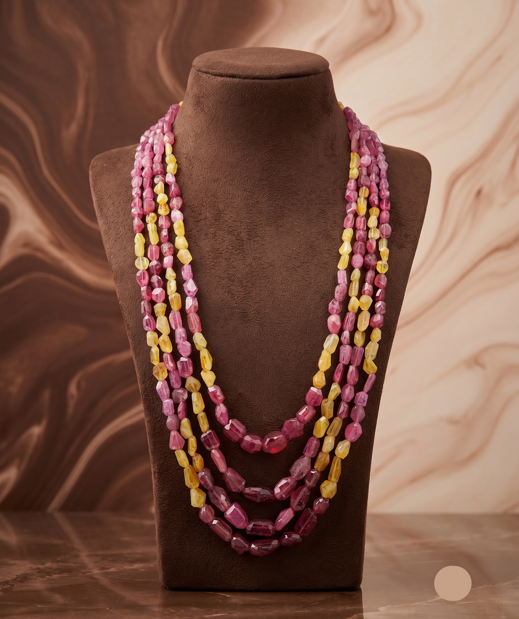 Sunset Bloom Multi-Strand Bead Necklace