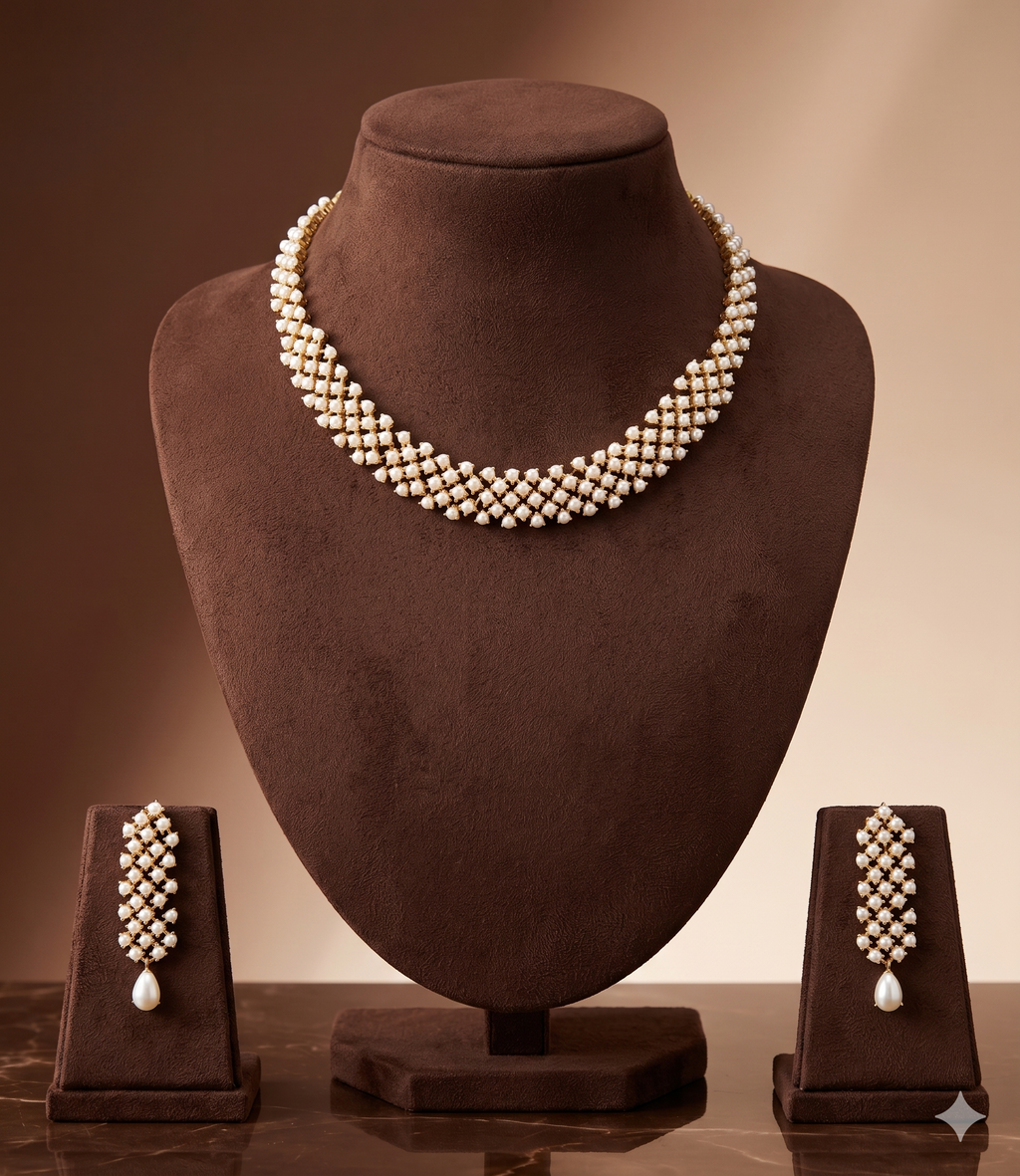 Handwoven Delicate Natural pearl Necklace