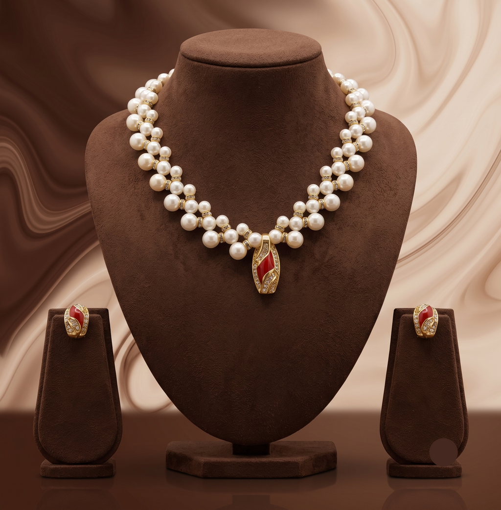 Majestic Crimson Crest Pendant Set