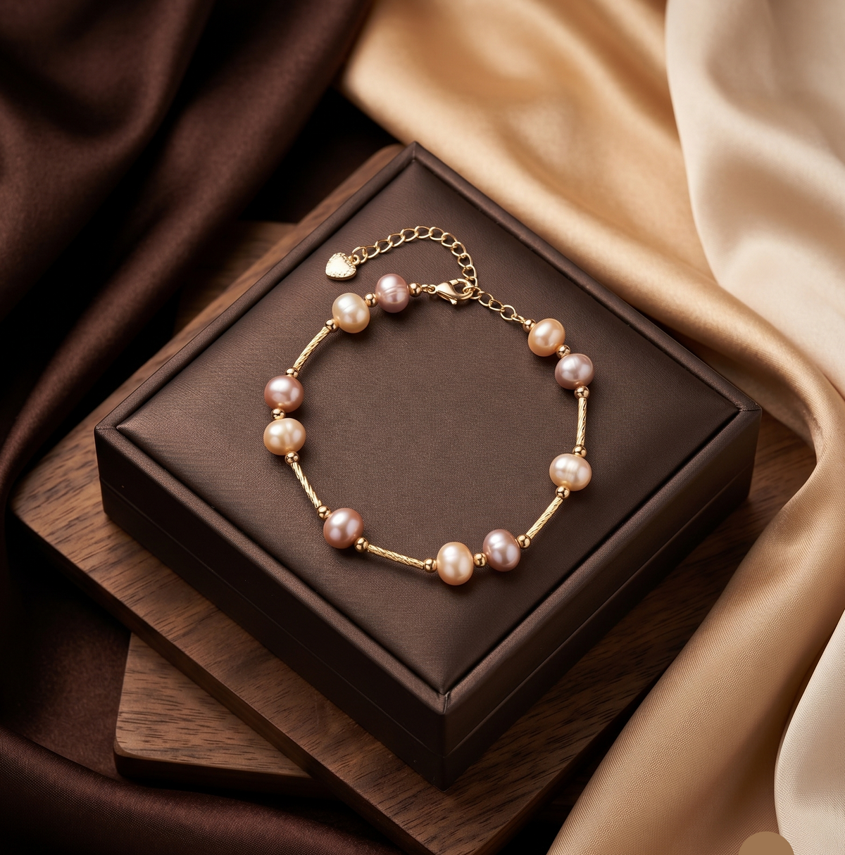 Oval Multicolor Freshwater Pearl Gold-Tone Bracelet