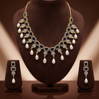 White Blue CZ Necklace Set