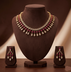 White Pink CZ Necklace Set