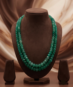 Double-Strand Faceted Green Bead Necklace