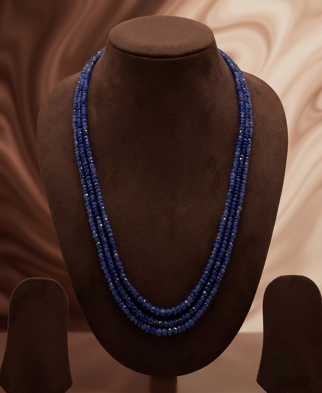 Sapphire Flow, Multi-Strand Dark Blue Bead Necklace