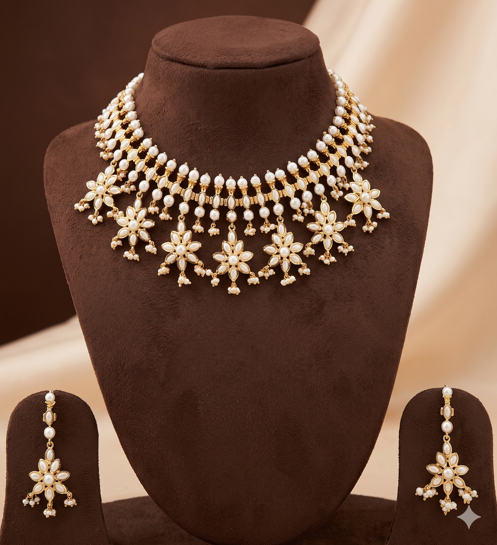 Handcrafted Natural pearl Necklace with pendants