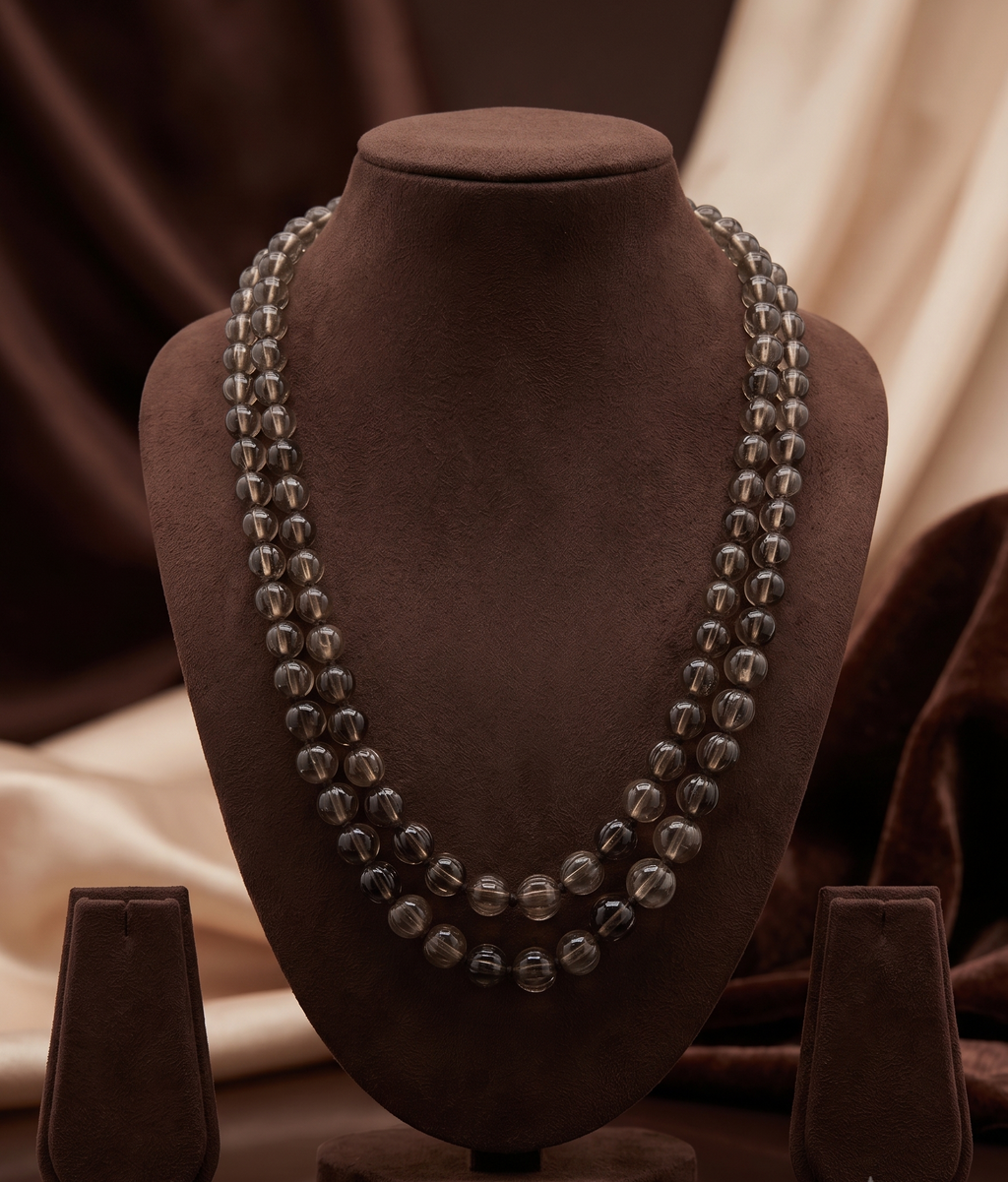 Smoky Layers � Double-Strand Quartz Bead Necklace