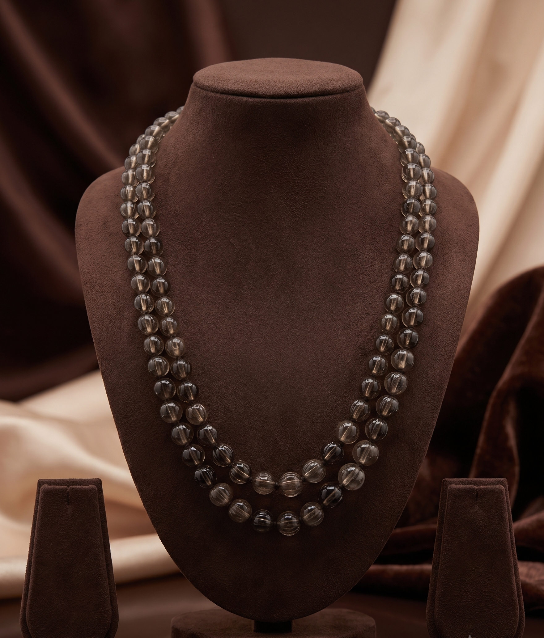 Smoky Layers � Double-Strand Quartz Bead Necklace
