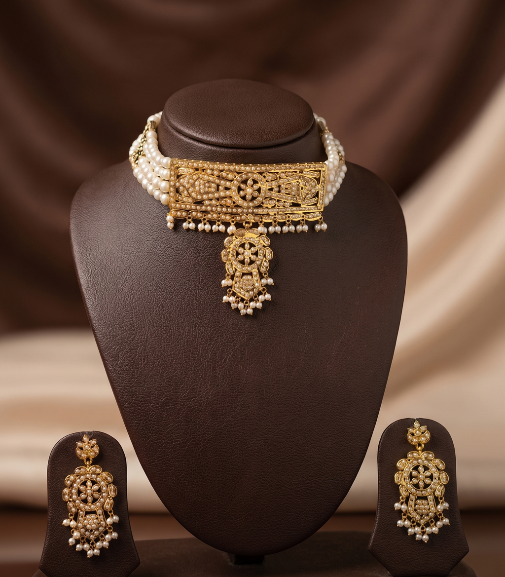 Regal Radiance Pearl Choker Set