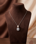 Silver-Toned Alloy Floral Charm Necklace with Pearl Accent