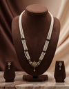 Triple-Strand White Flat Pearl Necklace with Pendant Set