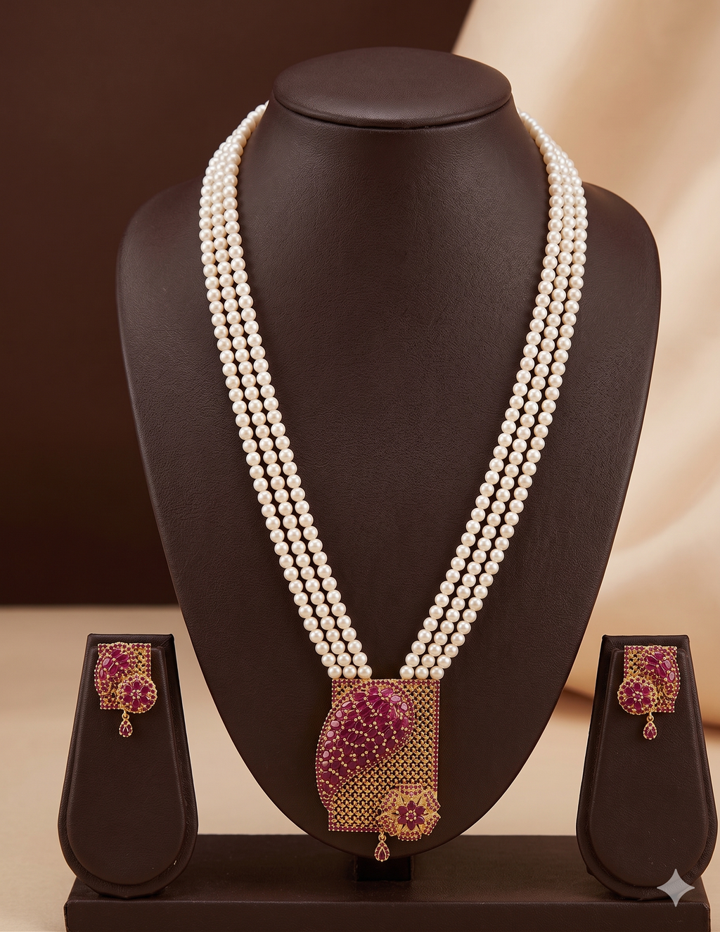 Royal Ruby Freshwater Pearl Rani Haar Necklace Set – Premium Bridal & Festive Jewellery