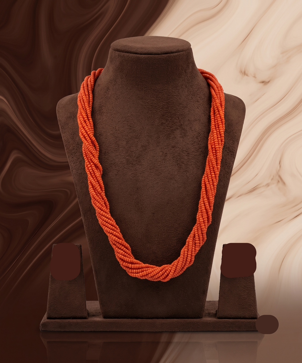 Sunset Twist  Braided Orange Beaded Necklace