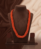 Sunset Twist  Braided Orange Beaded Necklace