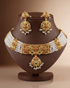 Traditional Red Enamel Pearl Drop Choker Set