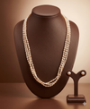 Three-Line Freshwater Pink Rice Pearl Necklace Set