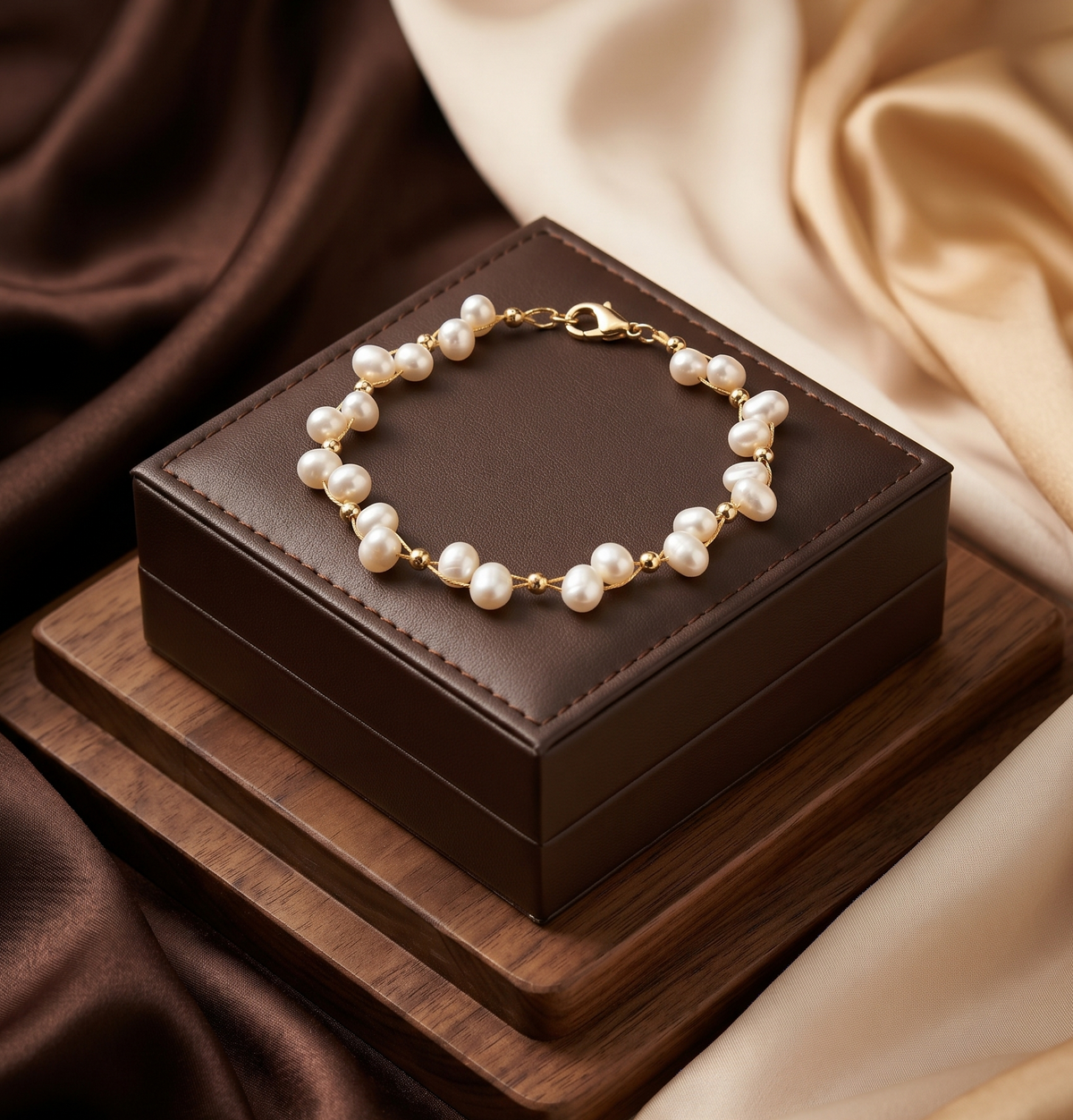 Oval White Freshwater Pearl Delicate Layered Bracelet