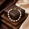 Classic White Freshwater Pearl Gold Bead Bracelet