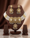 Gold-Toned Choker with Iridescent Medallions & Pearl Strands