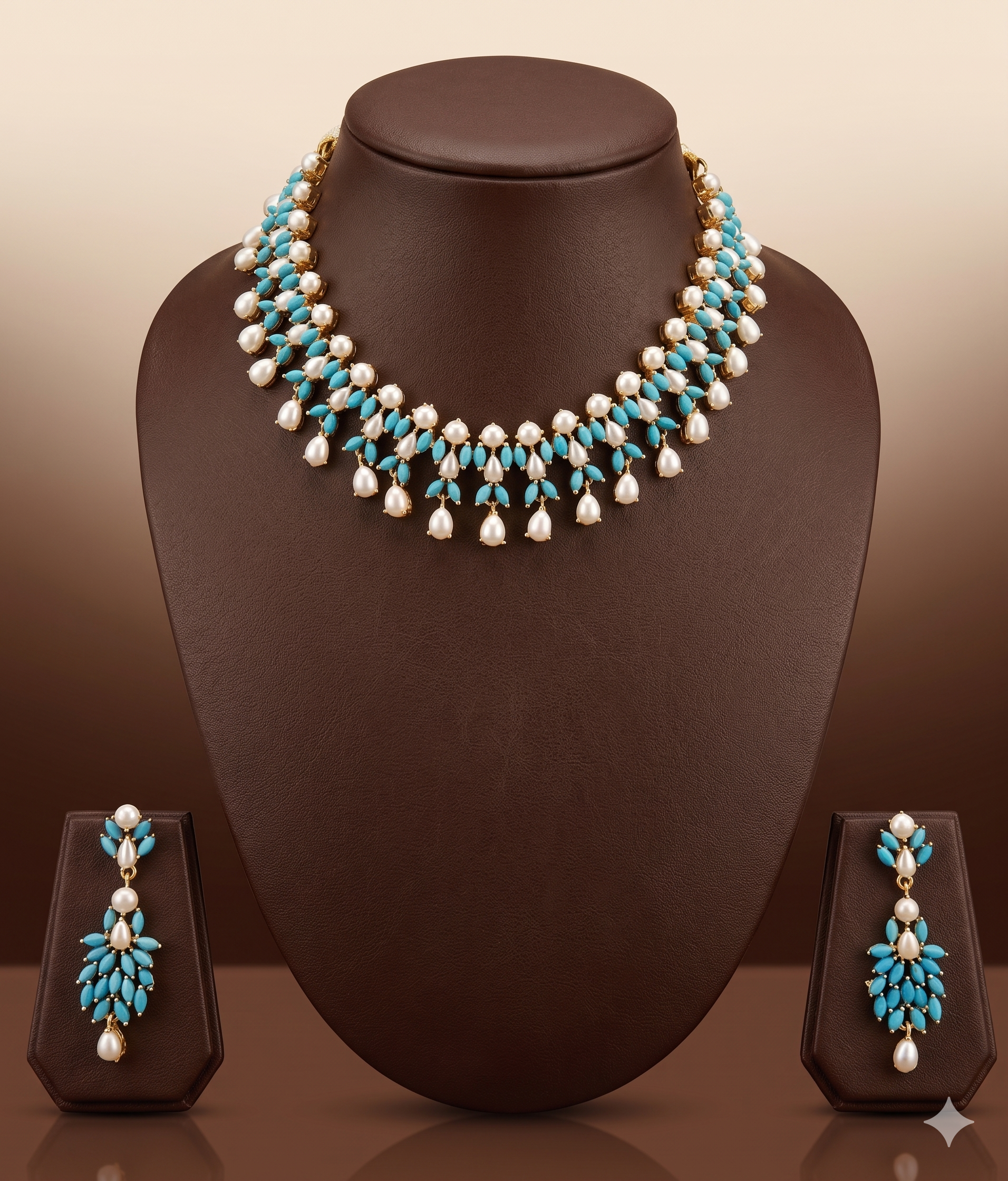 Handcrafted Natural pearl NecklaceTurquoise