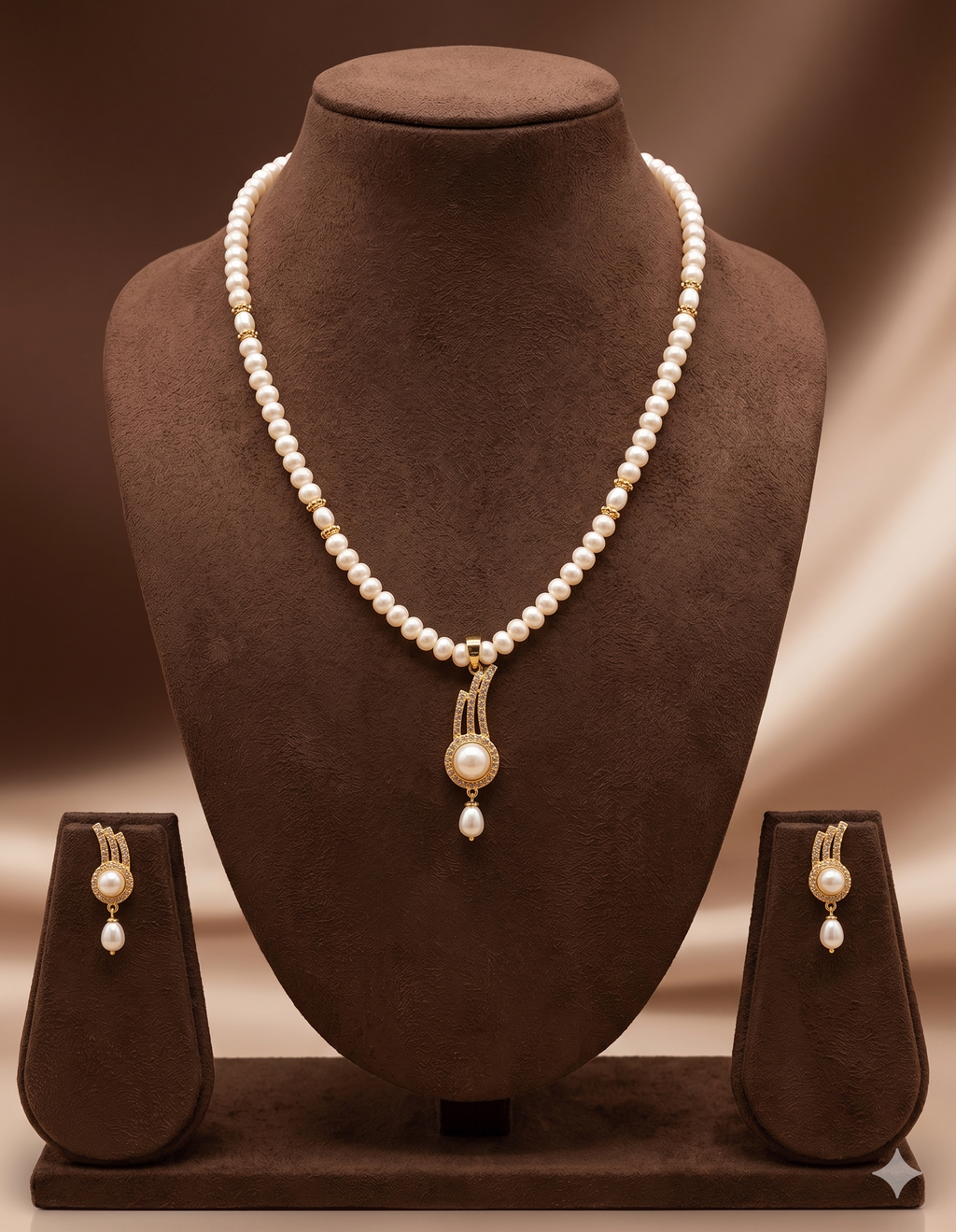 Ivory Grace Classic Freshwater Pearl One Line Pendant Set