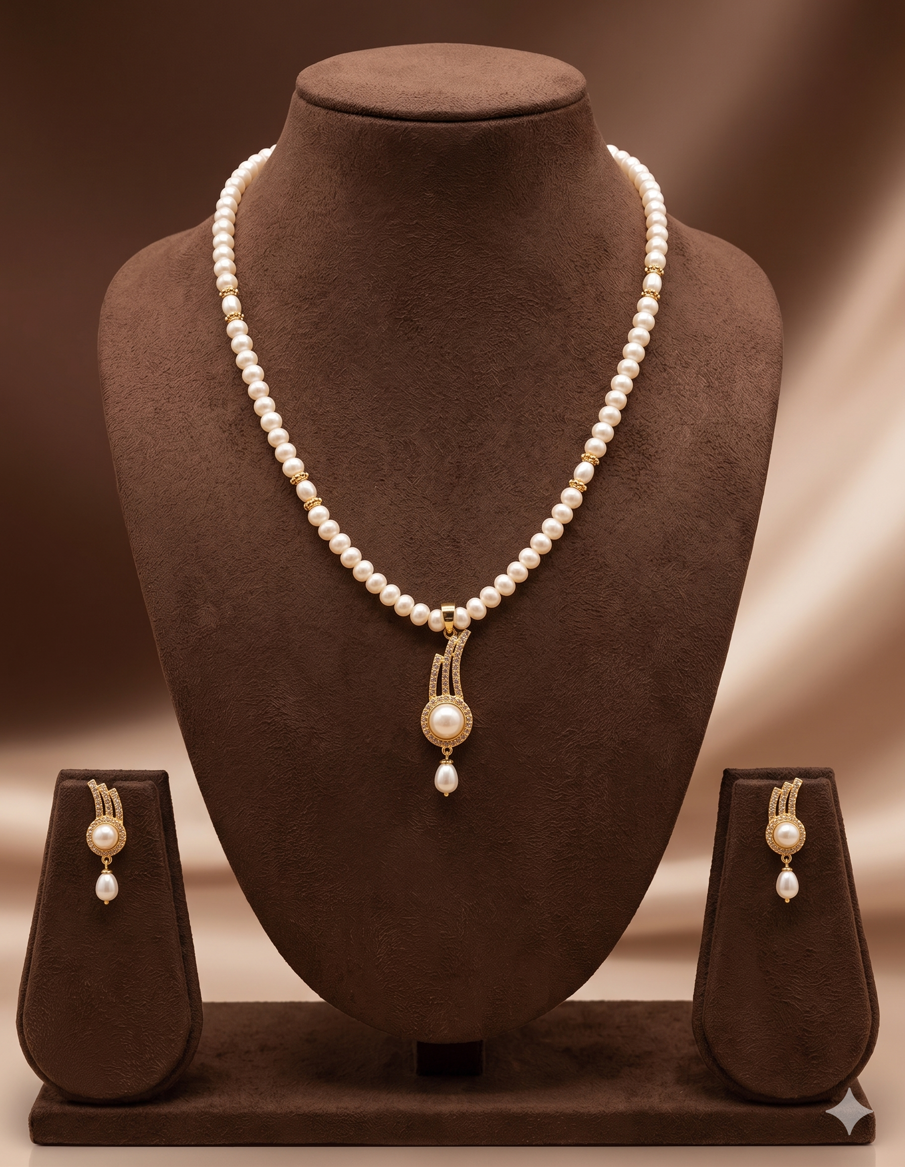 Ivory Grace Classic Freshwater Pearl One Line Pendant Set