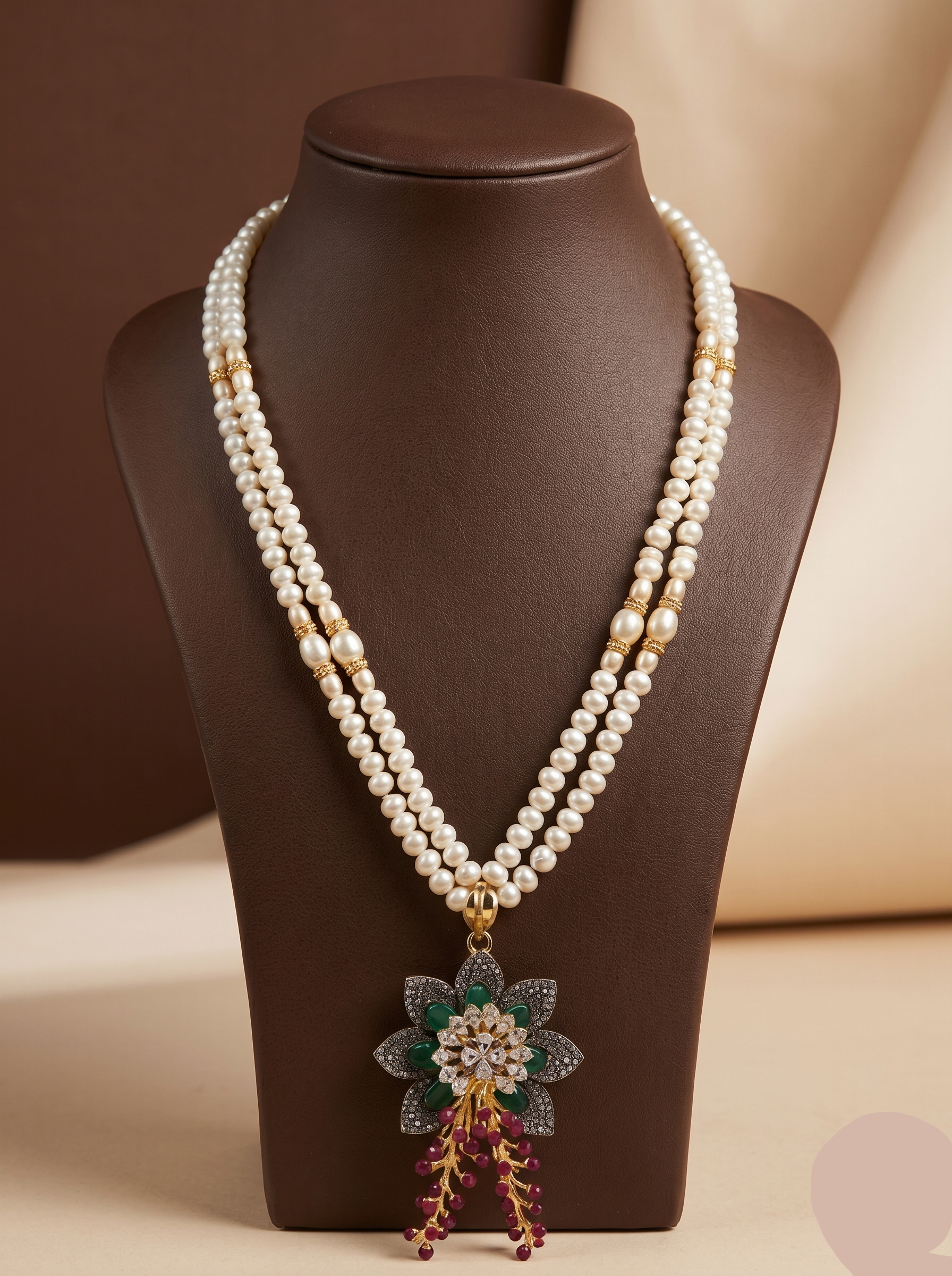Floral Grace Pearl Pendent Set