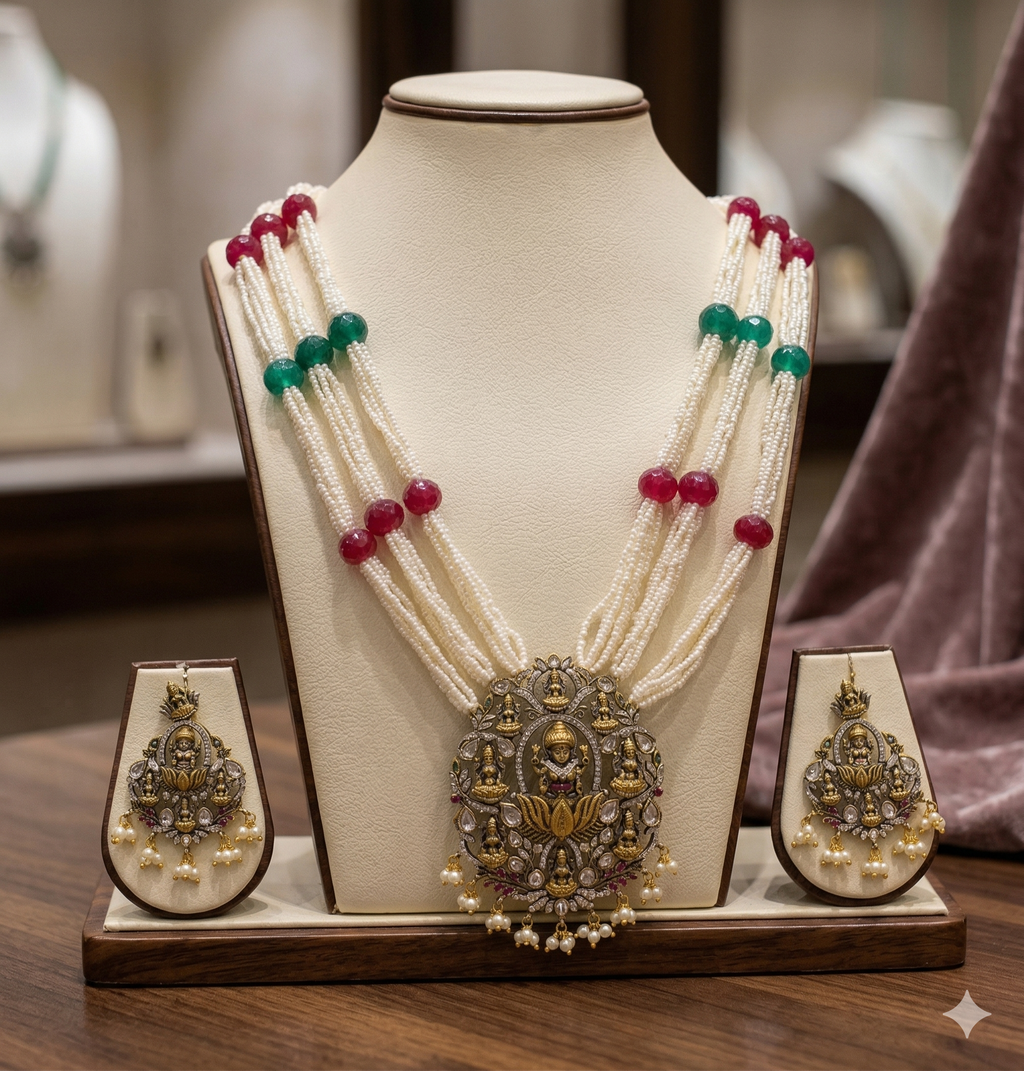 Antique Deity Multi-Strand Heritage Fancy Pendent Set