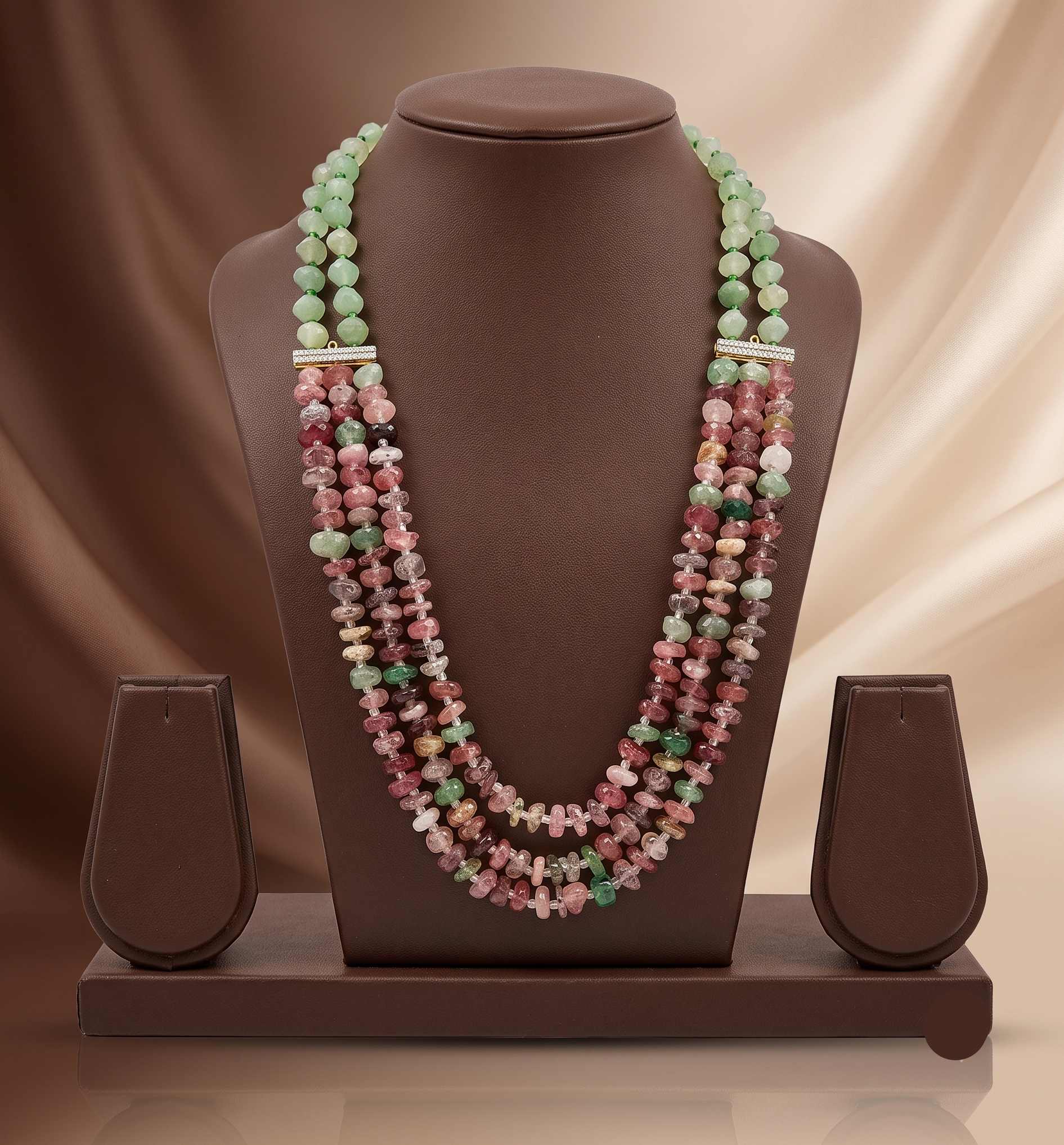 Earthy Gemstone Radiance Beaded Fancy Pendent Set