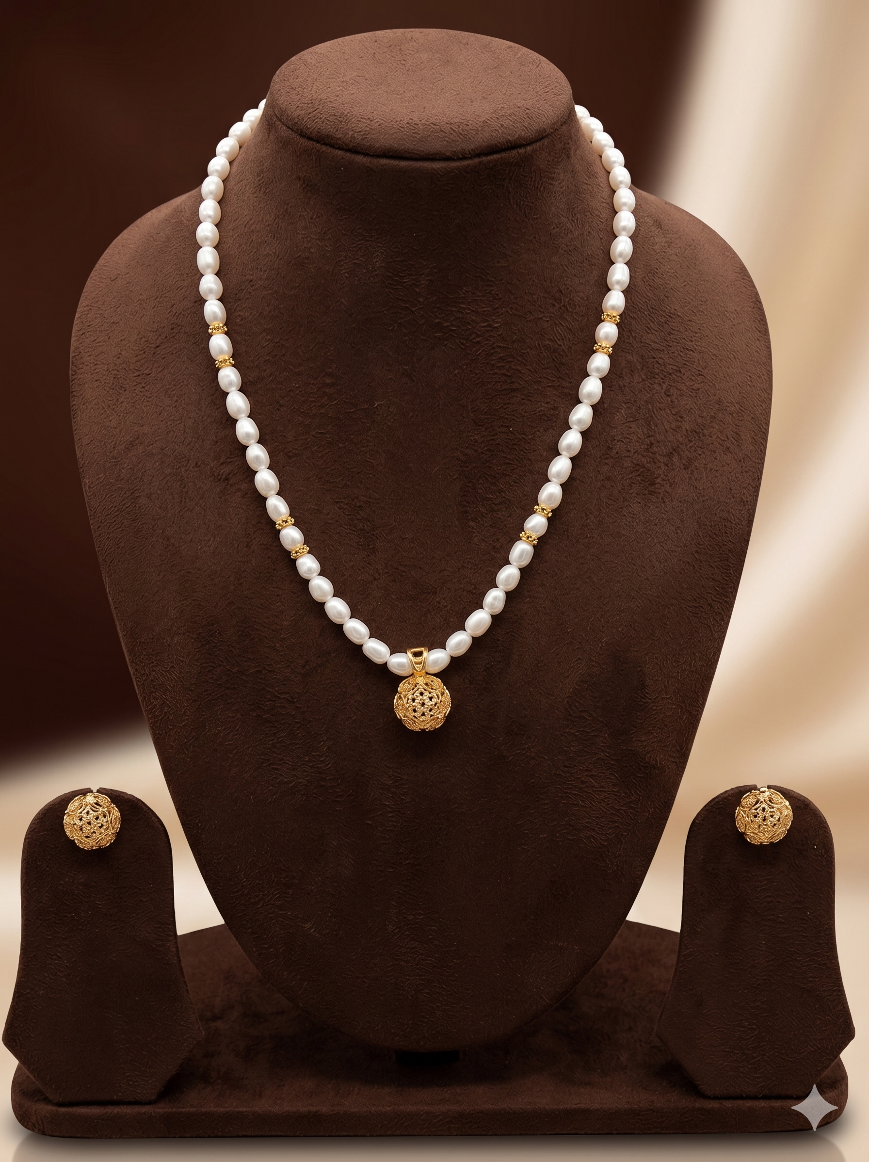 Freshwater Pearl One Line Pendant Necklace Set