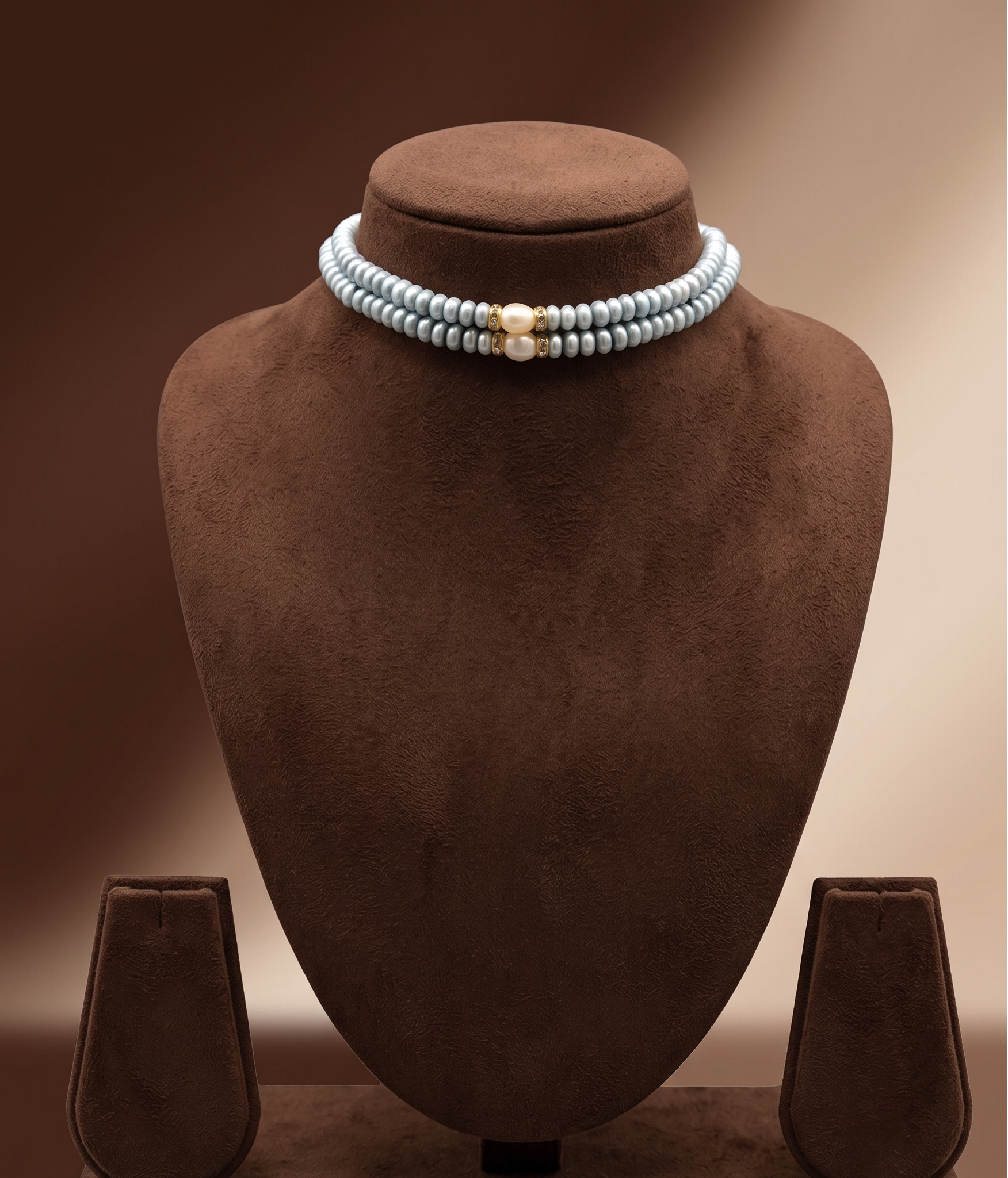 Sky Aura Freshwater Pearl 2 Line Choker