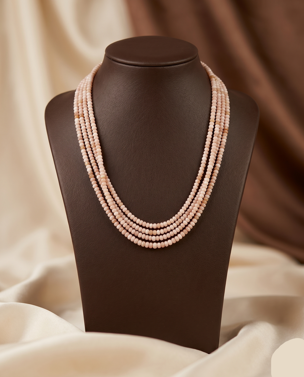 Blush Twist � Multi-Strand Light Bead Stone Necklace